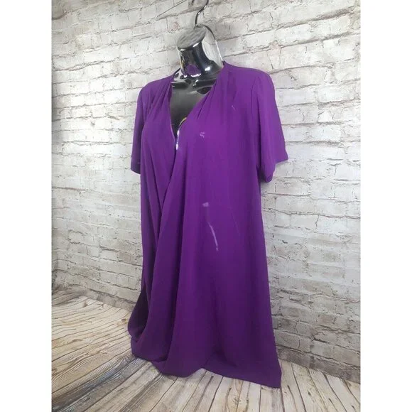 LUSH womens S lavender purple fold over front tunic blouse - Picture 6 of 10